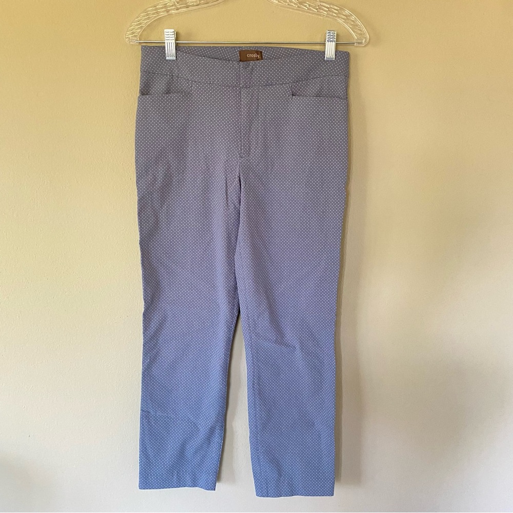 Crosby. Blue Microdot Polka Dot Ankle Dress Pants Slacks Trousers Business